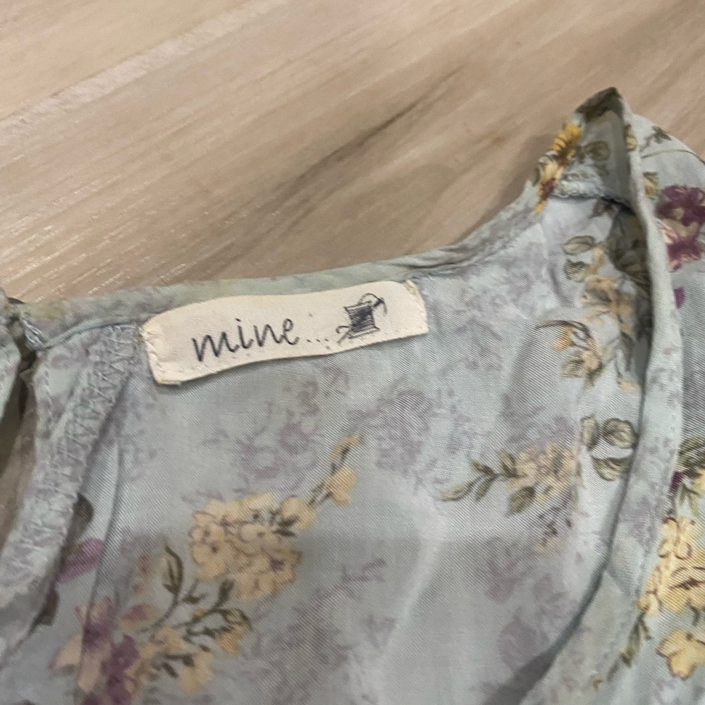 Mine Floral Cottagecore Dress Women’s Large Smocked Waist Ruffle Sleeve Boho - Picture 3 of 6